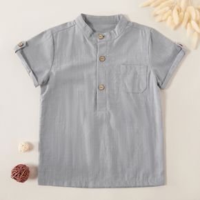 Fashionable Solid Stand Collar Short-sleeved Shirts