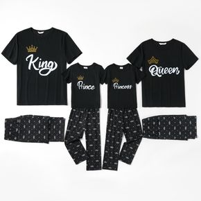 Mosaic Letter Print Family Matching Pajamas Sets（Flame Resistant）