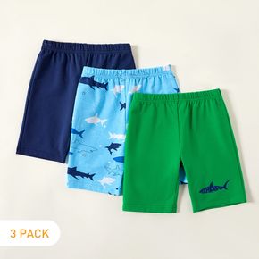 3-piece Toddler Solid Shark Allover Print  Shorts