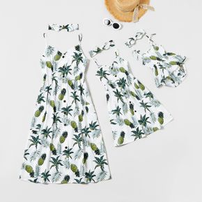 Mommy and Me Pineapple Print Pocket Tank Dresses