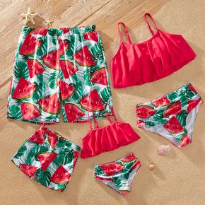 Watermelon Print Color Block Family Matching Swimsuits