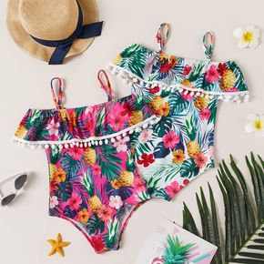 Beautiful Kid Girl Floral Allover Print Singlet Swimsuit