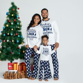 correspondência família pijamas de impressão árvore de natal conjuntos (resistente ao fogo)