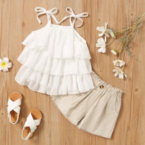 2pcs Summer Toddler Girl Cotton Sling Shorts Suit casual Toddler's Sets
