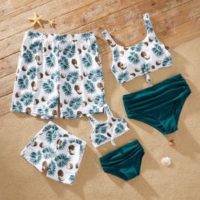 Coconut and Leaves Print Family Matching Swimsuits