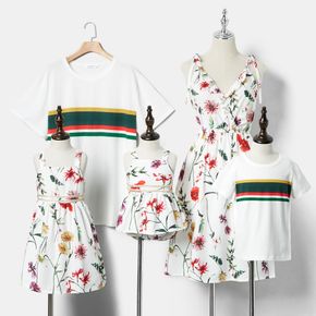 Floral Print Family Matching White Sets