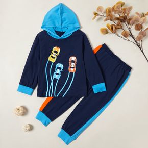 2-piece Kid Boy Car Race Print Sweatshirt and Pants Set