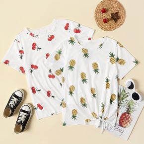 Pretty Kid Girl Pineapple Cherry Fruit Food Bowknot T-shirt