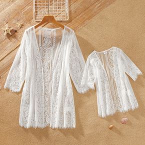 Hollow out  Lace Matching White Cover Up