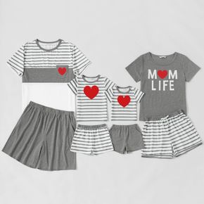 Familien Outfits Andere Feste Herzform Druck Streifen Schlafanzug Pyjama