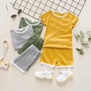 2-piece Toddler Boy Casual Solid Tee and Shorts Set