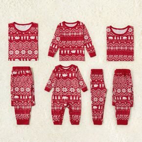 Familien Outfits Weihnachten Weihnachtsmuster rot Schlafanzug Pyjama