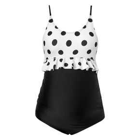 Maternity 1pcs Polka dot full print Black/White one piece swimsuit