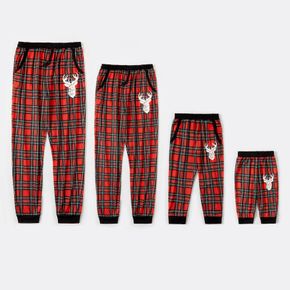 Merry Christmas Series Deer Pattern Plaid Print Family Matching Pants