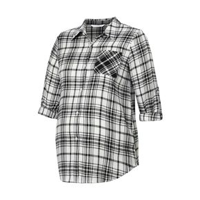 Maternity Plaid Print Stand collar Long-sleeve Shirt