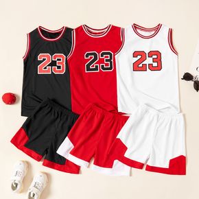 Trendy Kid Boy 2-piece Number Vest Basketball Sports Shorts Set
