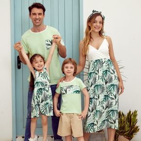 Mosaic Leaves Print Family Matching Green Sets