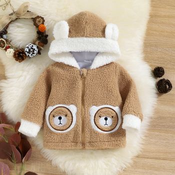 Baby Boy Bear Ears Hooded Long-sleeve Zipper Thermal Fleece Coat