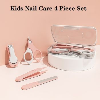 4-pack Baby Kids Nail Care Set Includes Nail Clippers & Nail File & Scissors & Tweezers Baby Manicure Kit Pedicure Kit