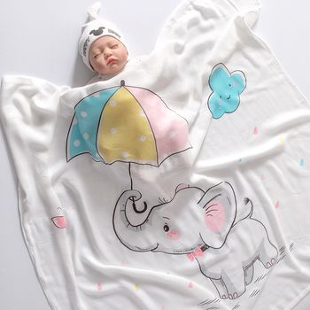 Cartoon Elephant Pattern Cooling Blanket Soft Breathable Baby Summer Enhanced Cooling Blanket Kids Bedding