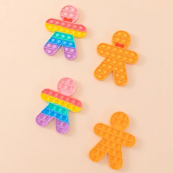 Christmas Gingerbread Man Rainbow Sensory Toys Stress Relief Toy Kids Silicone Play Educational Toy