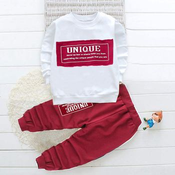 2-piece Toddler Boy/Girl Letter Print Pullover Sweatshirt and Elasticized Pants Set