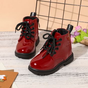 Toddler / Kid Letter Embossed Perforated Lace-up Boots
