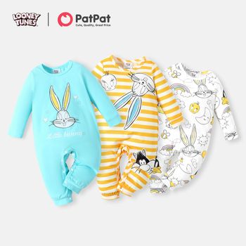 Looney Tunes Baby Girl Stripe Allover Bunny Jumpsuit