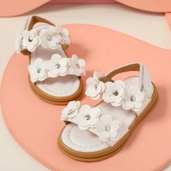 Toddler / Kid Flower Decor White Sandals