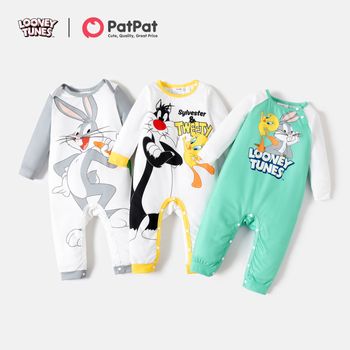 Looney Tunes Baby Boy/Girl Colorblock Long-sleeve Graphic Jumpsuit