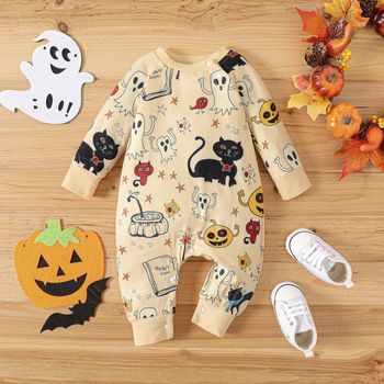Halloween Baby Boy/Girl Long-sleeve Allover Print Jumpsuit