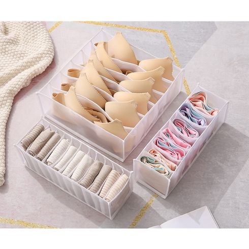 1-pack / 3-pack Wardrobe Storage Box Basket Sock Storage Box Underwear Organizer Bra Container Organizer 6 / 7 / 11-Grid White big image 1