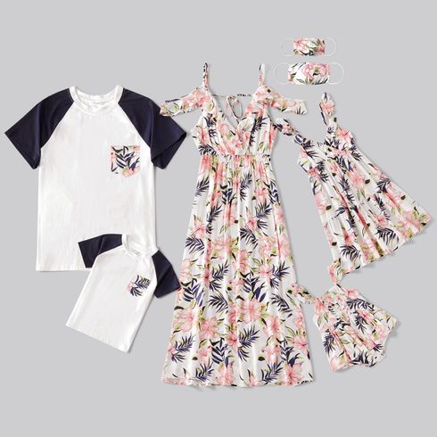 Mosaic Floral Print Family Matching White Sets