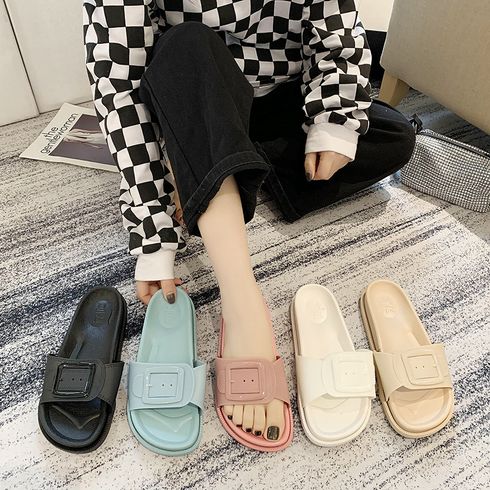 Summer New Candy Color Beach Slippers Women Fashion Outer Wear Flat Women Sandals And Slippers Women Outdoor Vacation Sandals