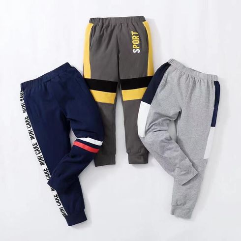 Color Block Letter Print Athleisure Pants for Toddlers / Kids
