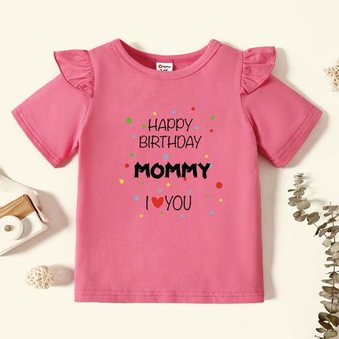 Toddler Graphic Flutter-sleeve Deep pink Short-sleeve Tee