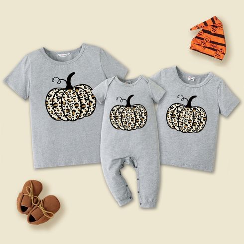 Halloween Leopard Pumpkin Print Short-sleeve T-shirts for Mom and Me