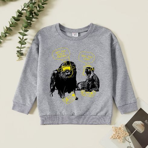Kid Boy Graphic Lion Print Long-sleeve Pullover