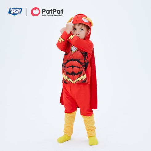 Justice League Toddler Boy The Flash Cosplay Costume With Hooded Cloak and Face Mask