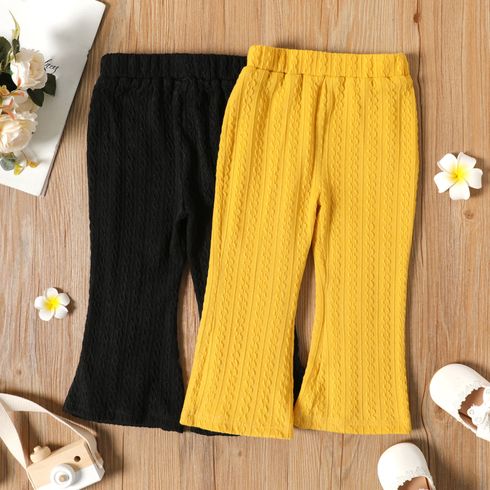 Toddler Girl Cable Knit Textured Solid Color Elasticized Flared Pants