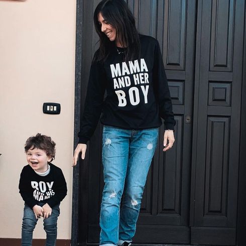 Letter Print Sweatshirts for Mom and Me