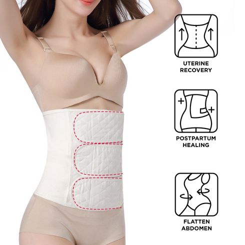 Postpartum C-section Maternity Recovery 2 in 1 Cotton Gauze Breathable Belly Band Pelvis Belt, Postnatal Shapewear