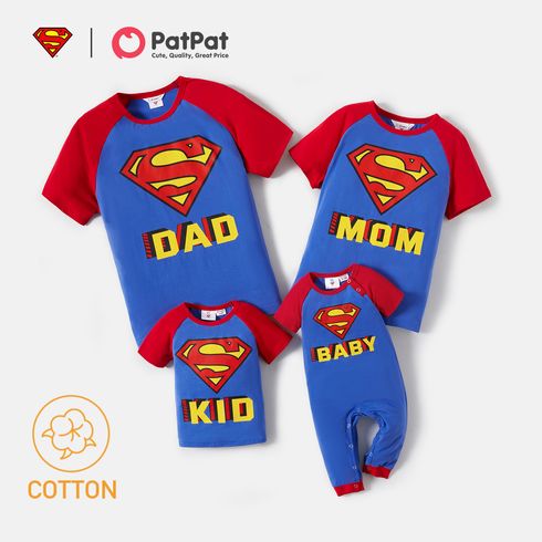 Superman Family Matching  Cotton Colorblock Raglan-sleeve Graphic T-shirts