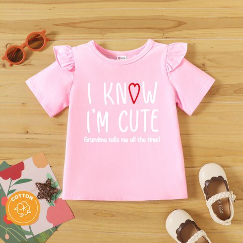 Toddler Graphic Flutter-sleeve Light pink Short-sleeve Tee