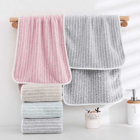 Toalha de banho listrada Toalha de absorção de água para lavagem do rosto Toalha de banho doméstica macia