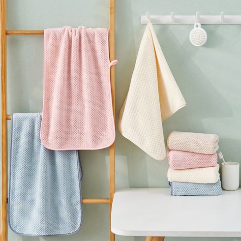 Pure Color Pineapple Lattice Towel Soft Absorbent Coral Fleece Bath Towel Face Towel