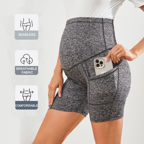 Maternity Topstitching Detail High Waist Biker Shorts
