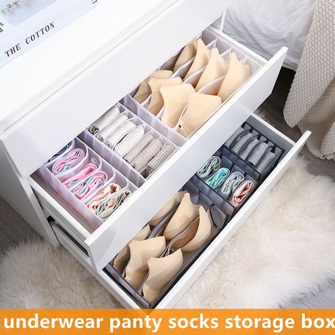 1-pack / 3-pack Wardrobe Storage Box Basket Sock Storage Box Underwear Organizer Bra Container Organizer 6 / 7 / 11-Grid White big image 5