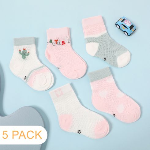 5-pairs Baby / Toddler / Kid Cartoon Graphic Breathable Mesh Socks