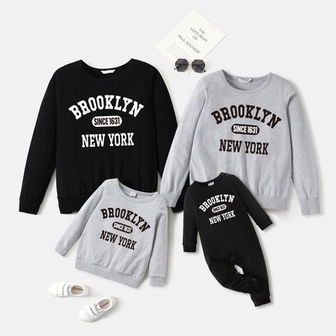 Family Matching 100% Cotton Long-sleeve Letter Print Pullover Sweatshirts
